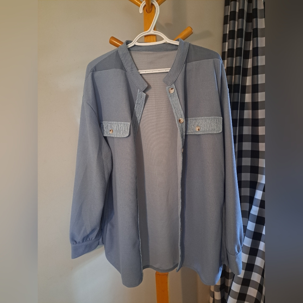 Women's Blue Button-Up Shacket